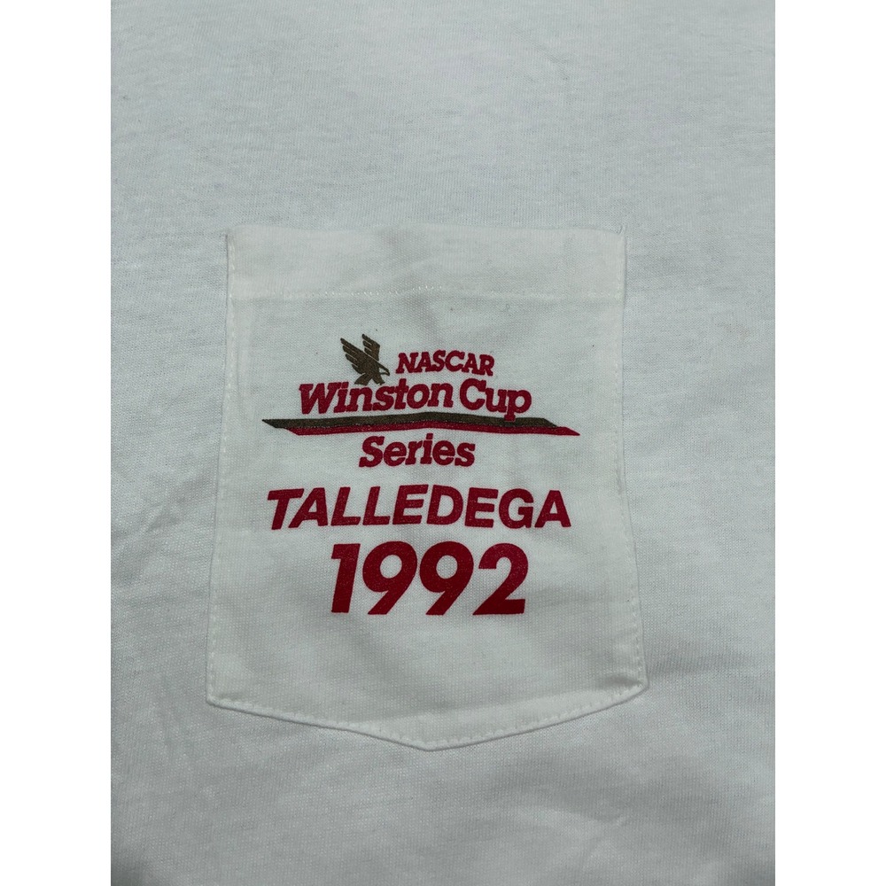 Vintage 1992 NASCAR‎ Winston Cup Talladega Long Sleeve Pocket T-Shirt XL White - Picture 3 of 9